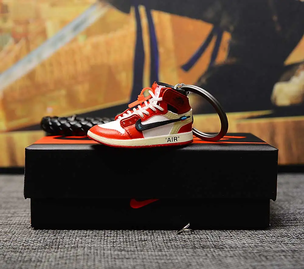a shoe w rope Дропшиппинг aj1 offwhite Chicago Unc брелок в виде кроссовка Air Jordan 1 3D мини-кроссовки запатентованный спортивный обувной брелок с кроссовком - Цвет: a shoe w rope