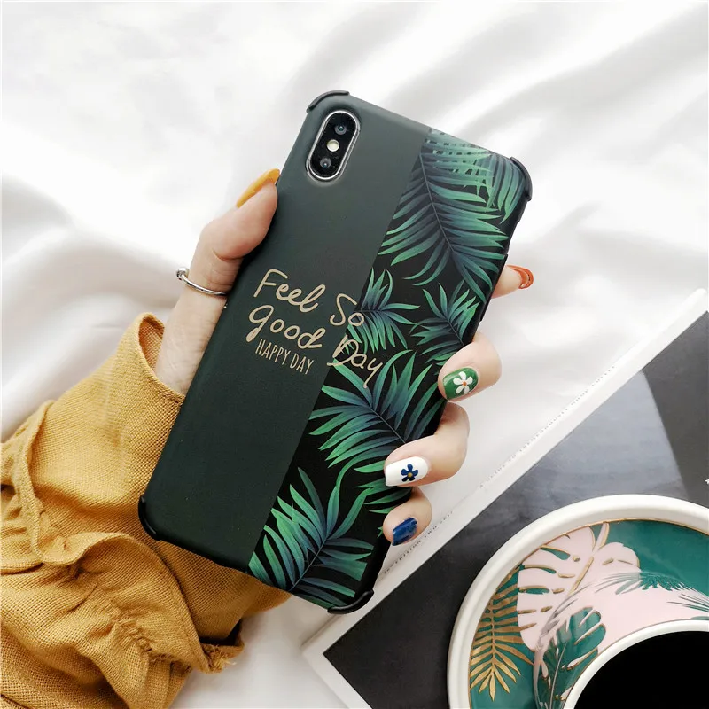 Lovebay банановый лист буквы авокадо чехол для телефона для iPhone 11 X XR XS 11Pro XS Max 7 8 Plus Сращивание анти-падение Защита задняя крышка - Цвет: Зеленый