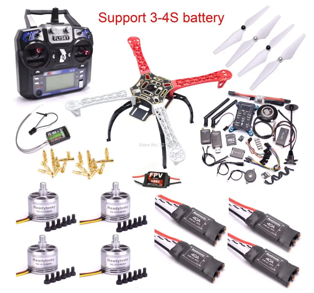 

F450 450 450mm Quadcopter Frame Kit PIXHAWK 2.4.8 Flight control M8N GPS 40A Brushless ESC 2312 920KV Motor Flysky I6 + IA6