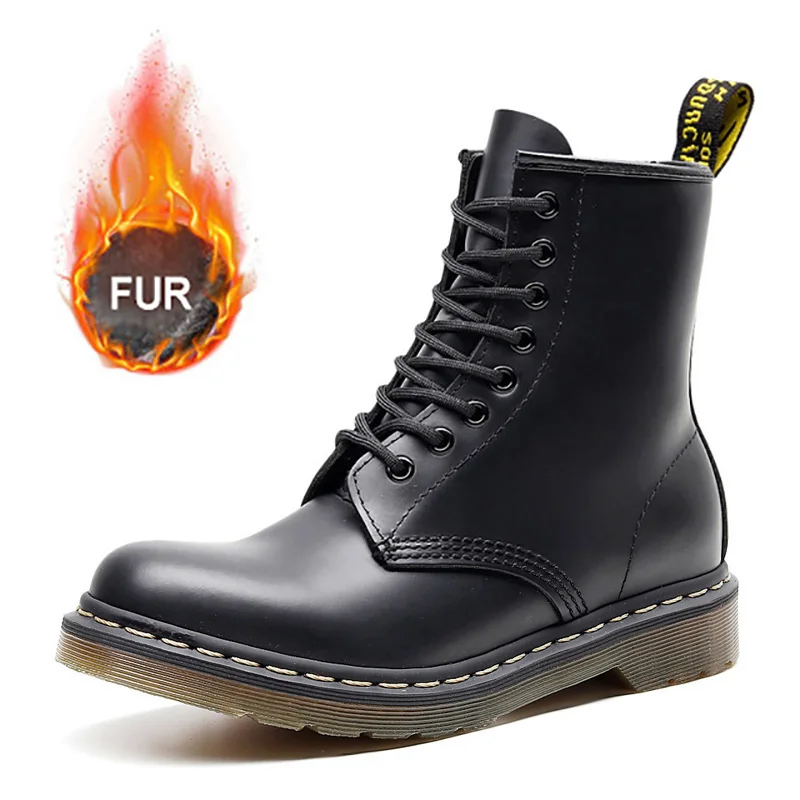 blackfur Мужские походные ботинки для мужчин, обувь для взрослых, мотоциклетные ботинки, Теплые ботильоны, зимние кроссовки, новинка, мужская обувь размера плюс 47 48 - Цвет: blackfur