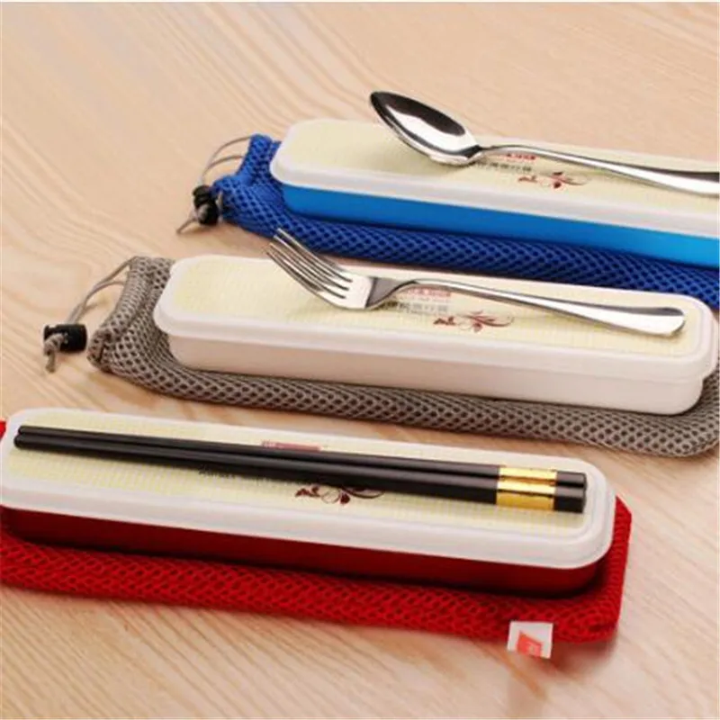 3Pcs/Set Creative 304 Stainless Steel Tableware Suit Spoon Fork Chopsticks Portable Tableware Suit Travel Outdoor Dinnerware Set