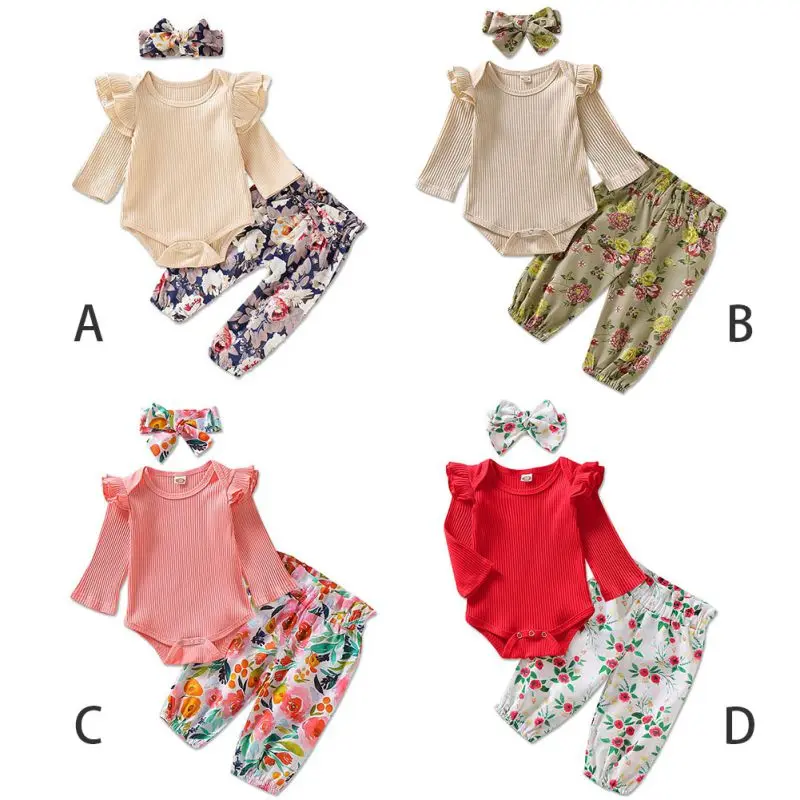 Комплект из 3 предметов для детей ясельного возраста, платье для малышки, платье для маленькой девочки, детский длинный рукав "Бабочка"