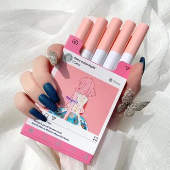 

New Cigarette Lipstick Sets 4 Colors Matte Velvet Lipstick Long Lasting Waterproof Smoke Tube Lipstick Women Fashion Lips Makeup