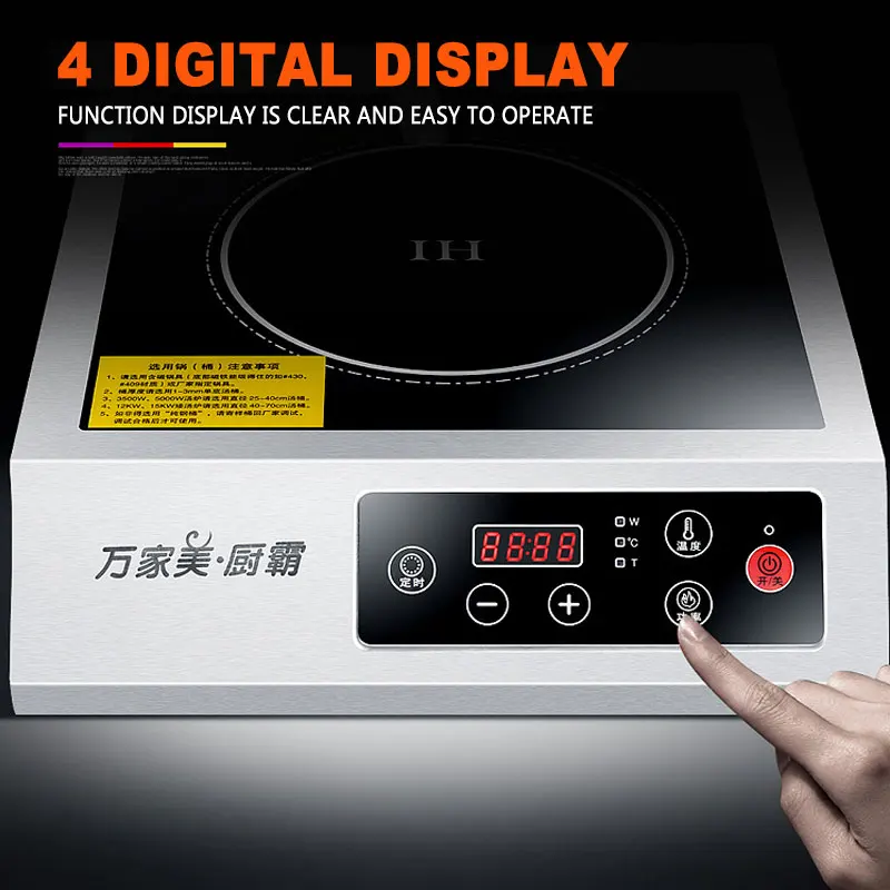 Cuiseur d'induction d'acier inoxydable 3500W plat haute puissance Commercial cuisinière à Induction soupe ménage cuisson Machine