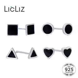 LicLiz Новый 2019 S925 стерлингового серебра круглые и квадратные и сердце и треугольные серьги-гвоздики серьги для Новинки для женщин белого