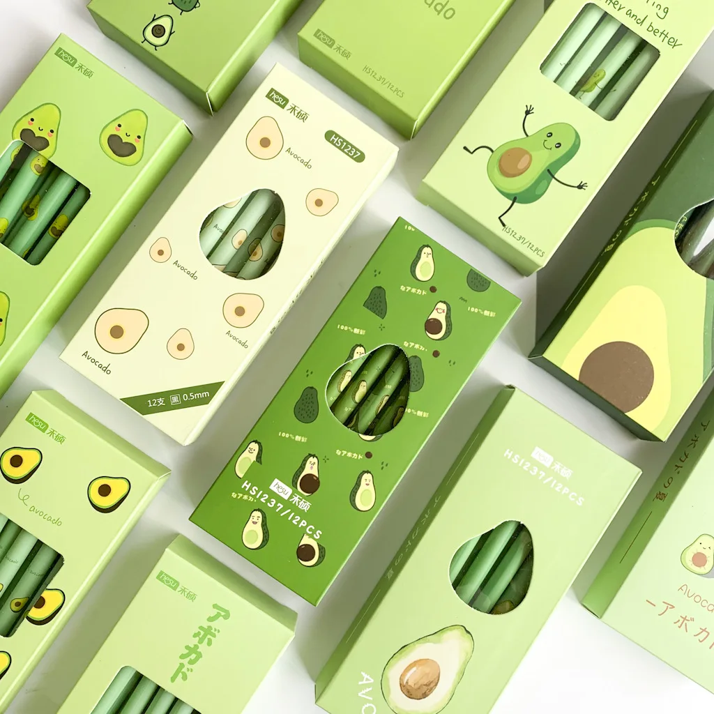 

4 pcs/lot Avocado Season Fruit Gel Ink Pen Promotional Gift Stationery School & Office Supply
