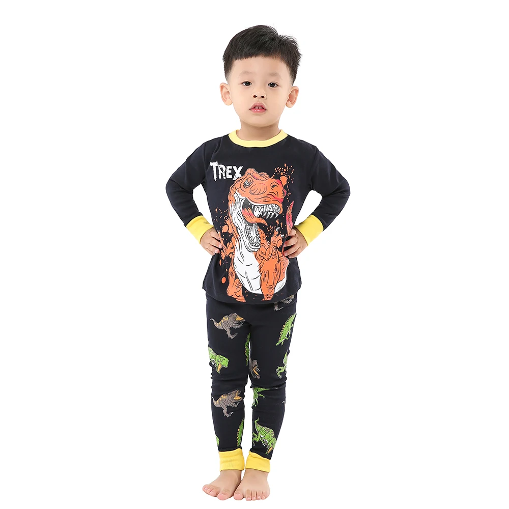Пижамный комплект с динозавром для мальчиков и девочек, детская одежда для сна с принтом акулы, детская одежда для сна с рисунком грузовика и мотоцикла, Детская Пижама, пижамы с рисунками - Цвет: P029