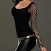 Women Hollow our Blouse Summer Top Long Sleeve Shirt Sexy Fish Net Tops Punk Gothic Blouses Fishnet Shirt Tops Ladies Pullover 3