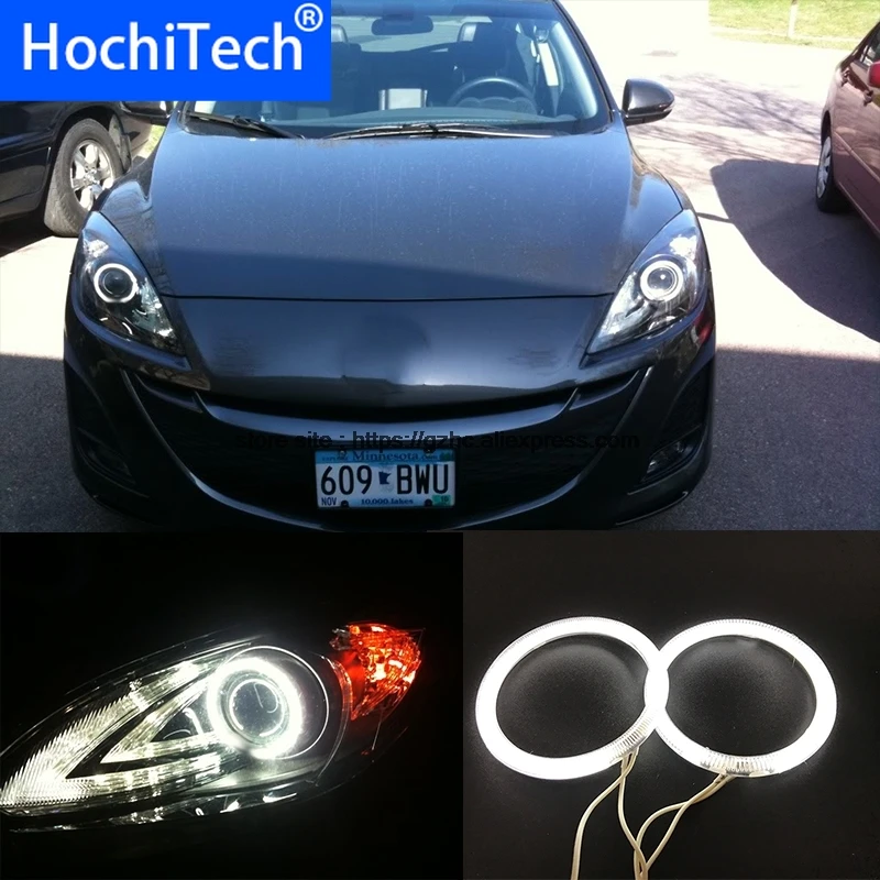 

HochiTech For mazda 3 2010-2014 Ultra Bright Day Light DRL CCFL Angel Eyes Demon Eyes Kit Warm White Halo Ring Free Shipping