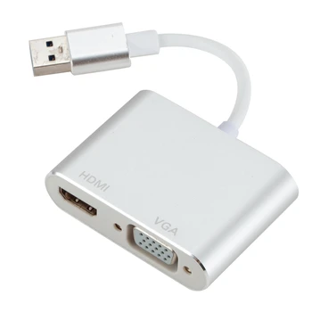 

Usb3.0 To Hdmi Vga Adapter 4K Hd 1080P Multi-Display 2-In-1 Usb To Hdmi Converter o Video Cable For Computer