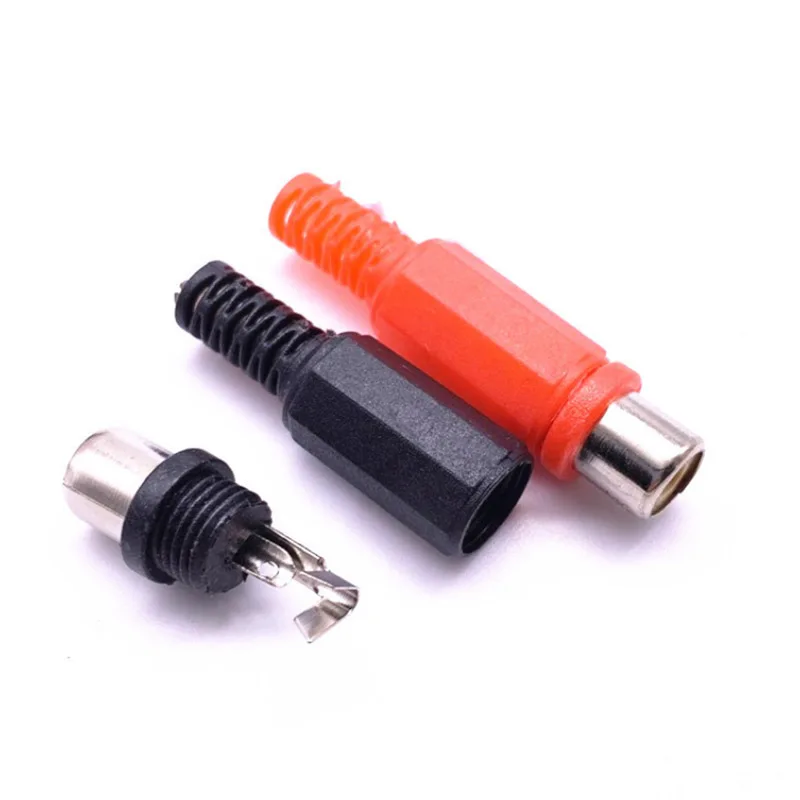 Electrical Connectors 10pcs 5red 5black Plastic lotus audio and video RCA male welding head AV male plug/Female socket lotus plug welding connector