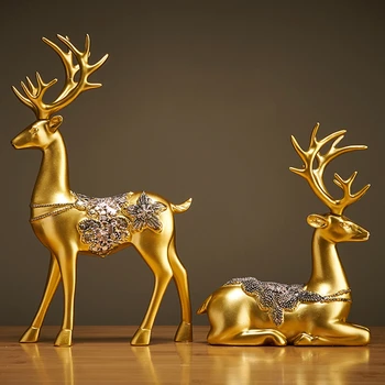 

New Modern Ceramic Animal Figurine Decorative Statue Deer Porcelain Figurine Home Desktop Decor Christmas Birthday Wedding Gifts
