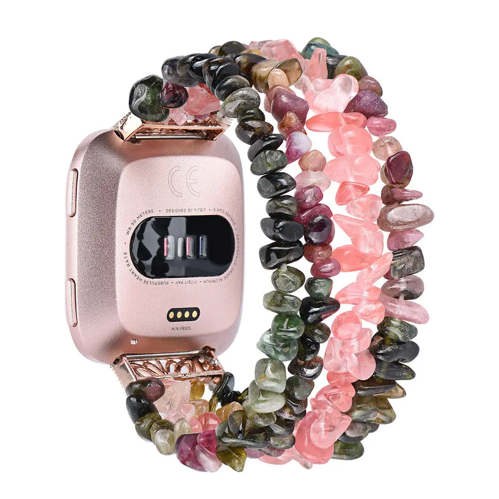 Браслет для ремня с крышкой для Fitbit Versa металлический Алмазный протектор чехол камни разного размера галька браслет для смарт-часов