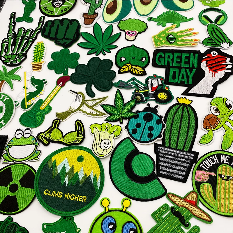 

Alligator alien insect Green series embroidery patch DIY Iron on patches Clothes Badge Applique Decoration Apparel Garment