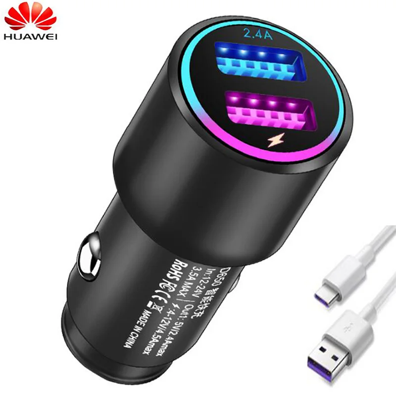 Автомобильное зарядное устройство HUAWEI двойной USB адаптер для быстрой зарядки P10