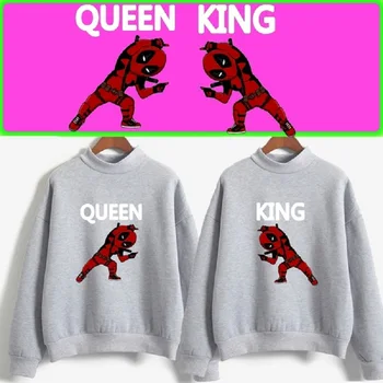 

deadpool Couple Hoodies Long Sleeve Hoodie Coat King and Queen Print Lover Hooded