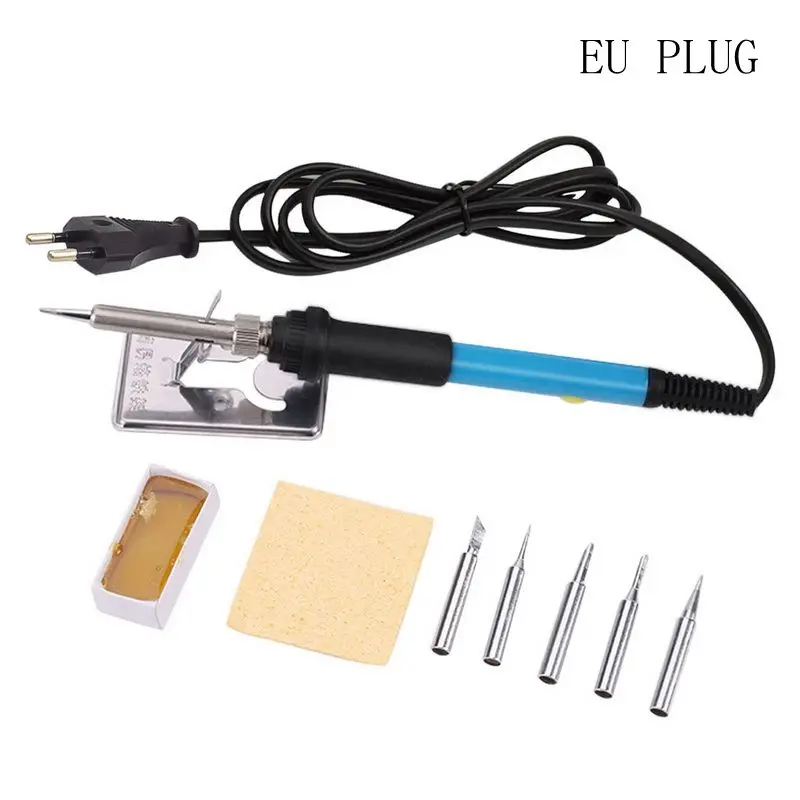 EU PLUG Urijk 60 Вт 110 В 220 в сварочный паяльник с регулируемой температурой Электрический паяльник паяльная станция термокарандаш сварочный инструмент для ремонта - Цвет: EU PLUG