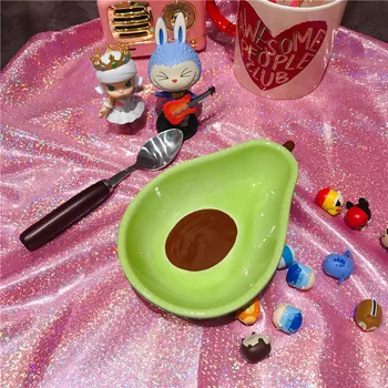 

Cute Avocado Ceramic Bowl Salad Fruit Breakfast Bowl Deep Dish Seasoning Dish Snack Snack Bowl Ice Cream Bowl Creative Gift C128