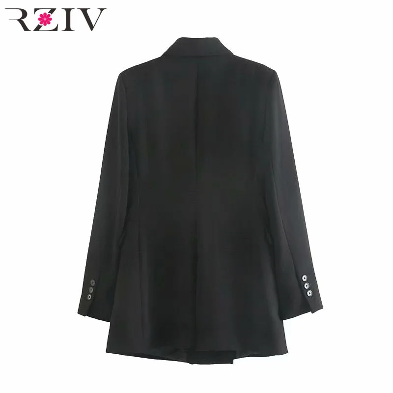 RZIV Autumn and winter women's suit casual solid color double-breasted pocket decorative suit