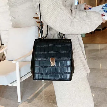 

SWDF Brand Mini Stone Pattern PU Leather Crossbody Bags For Women 2020 Solid Color Simple Totes Lady Shoulder Messenger Handbags