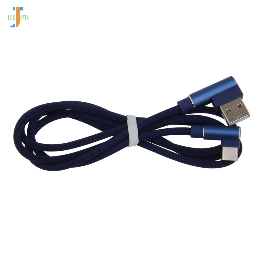 500 шт./лот 90 градусов usb type C быстрый заряд кабеля USB C изгиб игровой зарядный кабель для samsung S8 Xiaomi MIX2 нейлоновый кабель type-C