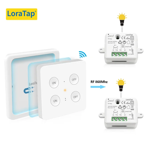 LoraTap Wireless Remote Control E27 Light Bulb Socket Lamp Switch Kit