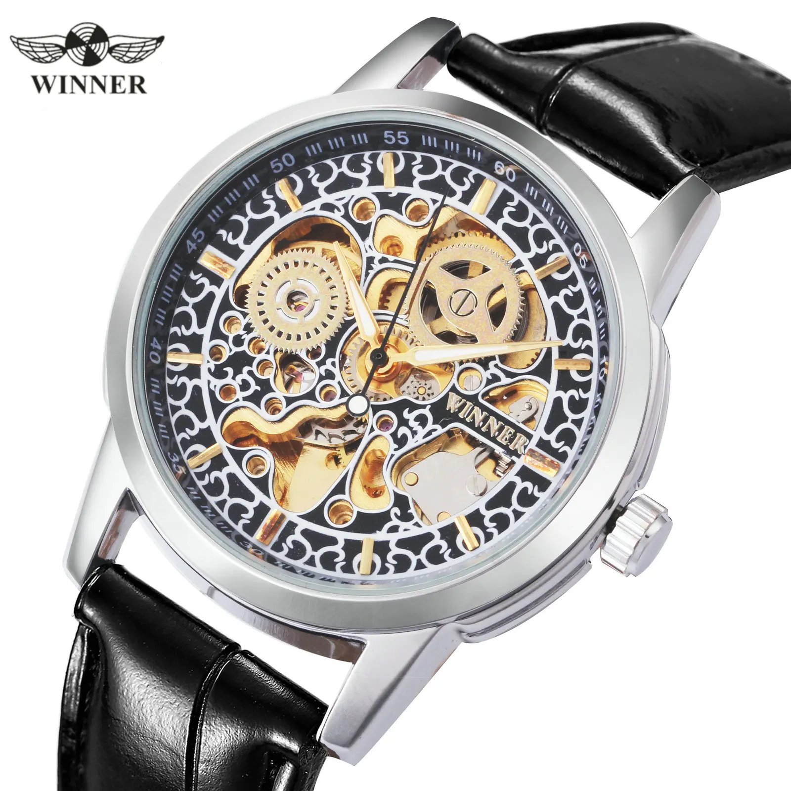 Мужские механические часы скелетоны WINNER в стиле ретро с автоматическим