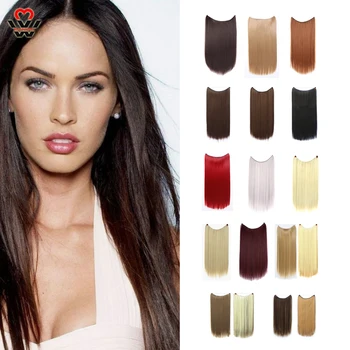

MANWEI 24" Fish Line Hair Extension Natural Wave Invisible Wire No Clip in Hairpieces Heat Resistant Synthetic Hair For Women