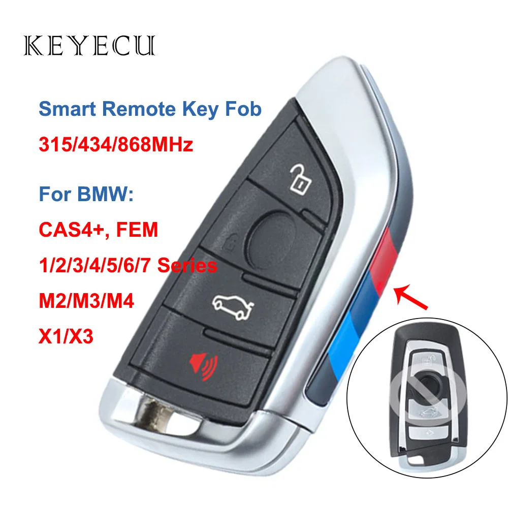 US $21.62 Keyecu Black Replacement Remote Key Fob 4 Button 315433868MHz for BMW 1 2 3 4 5 6 7 Series X1 X3 F Chassis CAS4 FEM 20112017