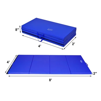 

4' x 8' x 2" Folding Panel Fitness Exercise Gymnastics Mat Kid Basic Gymnastics Exercises Eco-friendly PU Cloth Yoga Pilates Mat