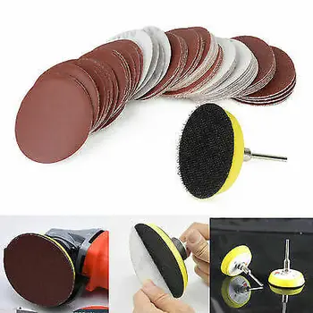 

60Pcs 2inch Sandpaper Disc + 50mm 1/4" Hook & Loop Sanding Sander Backing Pad