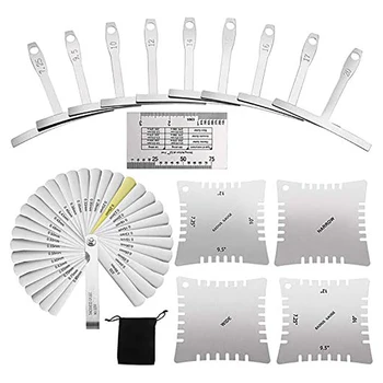 

Guitar Luthier Tools Set with 4 Guitar Notched Radius Gauges, String Action Ruler Gauge, 32 Blades Feeler Gauge, 9 Understring R