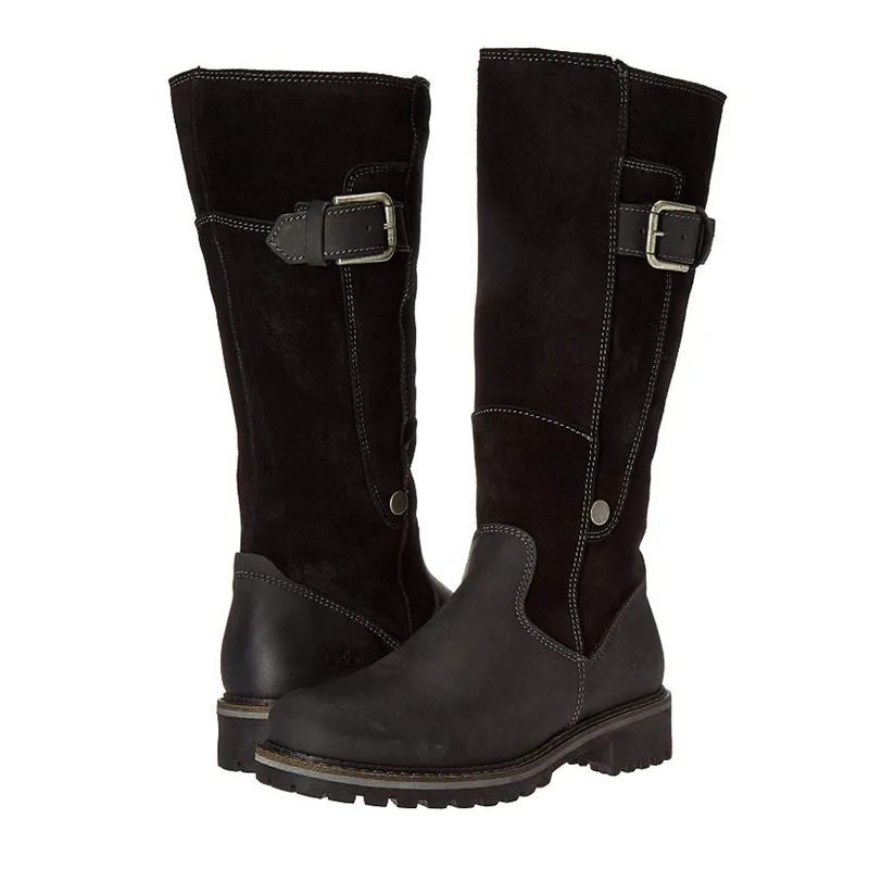 

COZULMA Women Warm Plush Lining Mid-Calf Boots Winter Shoes Lady Fashion Buckle Boots Female Booties Plus Size 35-43