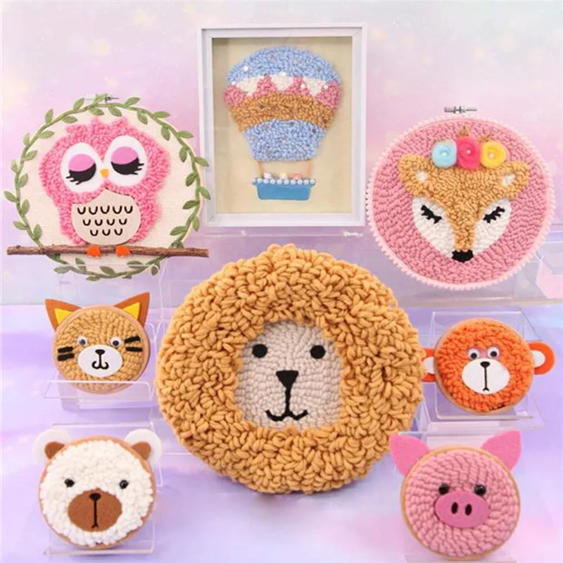 Wooden Magic Embroidery Pen Punch Needle Felting Threader Set Needlework Kit with Embroidery Hoop Fabric Cloth Set For Women (5)