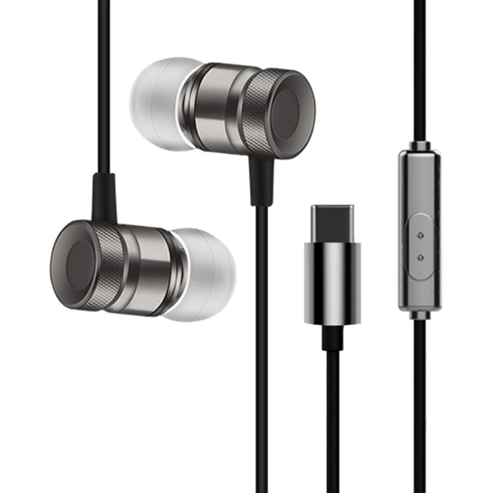 Usb type-C в ухо наушники микрофон металлические Проводные Heeadphones для Letv LeEco Le 2 Pro Max 2 Наушники для huawei для Iphone - Цвет: 01 black
