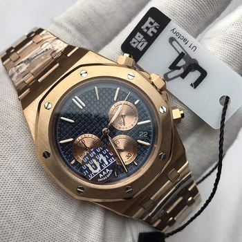 

2020 new Rose Gold Blue dial Luxury Men quartz chronograph royal Watches Drive Crystal Sapphire Sport AAA Watch