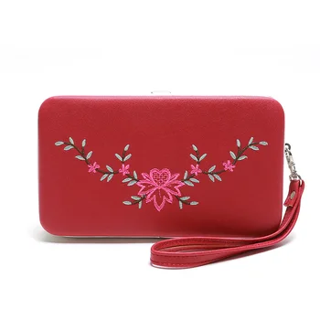 

women wallet purse lunch box wallet high capacity multi-card position embroidered branch black rose red girl wallets girl gift