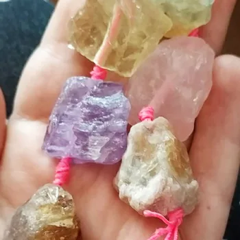 

FLTMRH 3pcs 10--20mm Freeform Crude Quartzs Beads,Selectable Kind : (White Smoky Rose Citrines Mixed) Courtz Strand