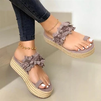 

2020 Women Daily Flower Slip On Platform Sandals 2020 Summer Cute Ladies Beach Dress Flat Shoes Dropshipping Female Snadals