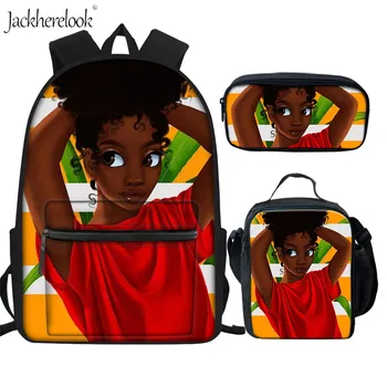 

Jackherelook Afro Lady Girl Africa Women School Bags Fashion Teenagers 3pcs/set Schoolbags Bagpack Functional Backpacks Mochilas