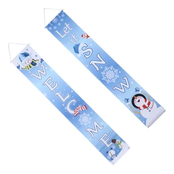 

1 Pair Christmas Couplets Practical Durable Wall Banners Decoration Hanging Banners Christmas Banners for Store Office Home