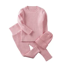 Г. Весенне-осенний детский однотонный вязаный комплект для мальчиков и девочек, вязаный комплект с круглым вырезом и длинными рукавами