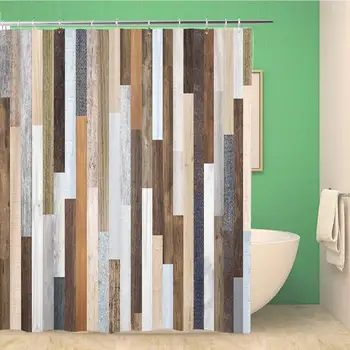 

Bathroom Shower Curtain Pallet Wood Colorful Planks Rustic Abstract Aged Beautiful Beech Polyester Fabric 72x72 inches