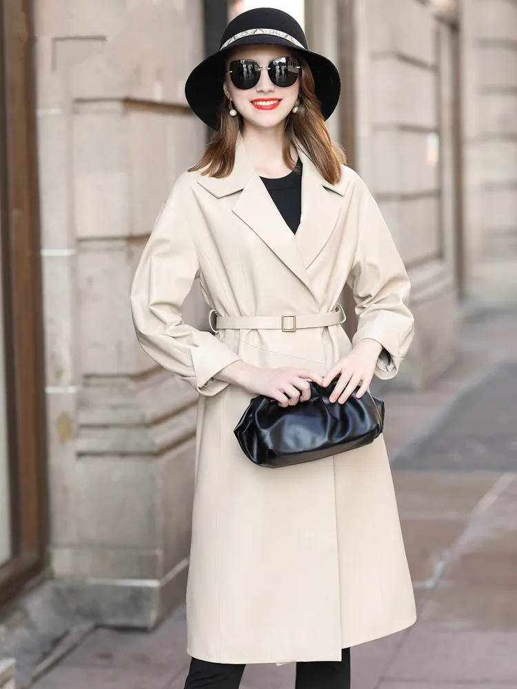 

Куртка из натуральной кожи из весенне-осенняя куртка для женщин одежда 2020 длинная дубленка женский ветрозащитная куртка Mujer MY4687