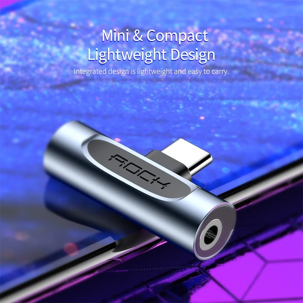 Rock USB C Aux адаптер type C к type-c и 3,5 мм аудио кабель Разъем для наушников штекер к женскому USB-C зарядки для huawei Macbook 19Ot