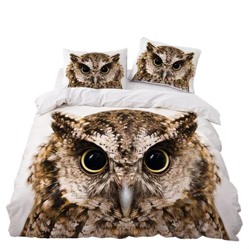 

Animal Owl Bedroom Decor Bedding Set Microfiber Soft White Background1PC Duvet Cover Pillowcase No Comforter Drop Ship