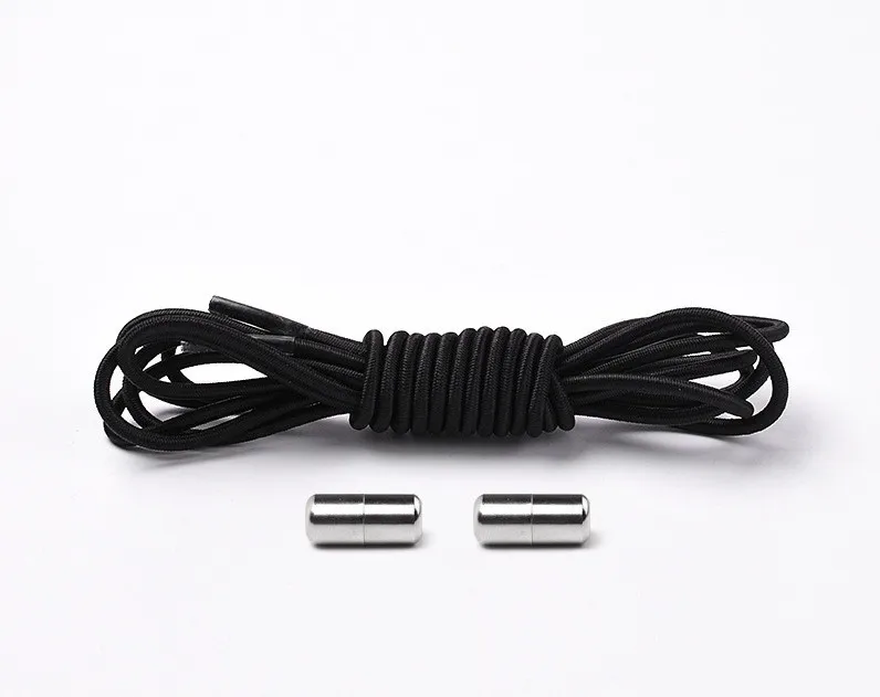 1Pair No Tie Shoelaces Round Elastic Shoe Laces for Kids and Adult Sneakers Shoelace Quick Lazy Laces 25 Color Shoestrings - Цвет: Черный