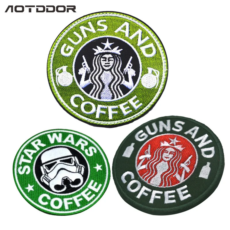 

Star Wars Guns And Coffee Double Gun Beauty Cloth Sticker Patch Embroidered Velcro Label