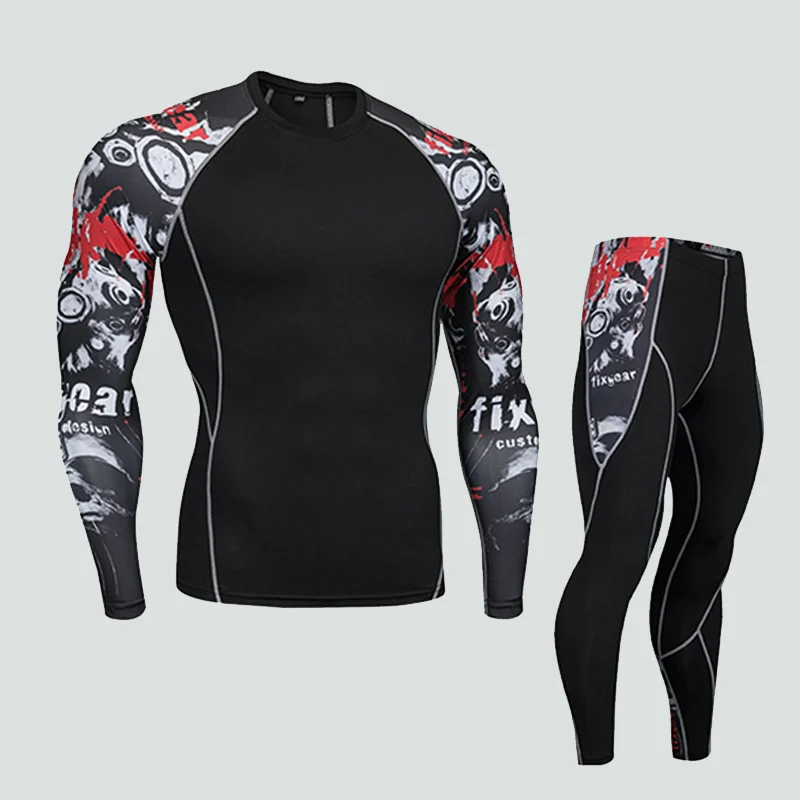 4XL MMA Compression Tracksuit Men Demix Mens Sport Jogging Suit