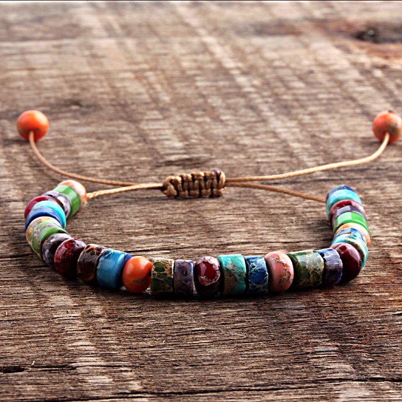 ZMZY Boho Style Handmade Colorful Multi Bracelet Natural Stone Chakra Bracelet Drum Beads Bracelets for Women/Men Jewelry Gift